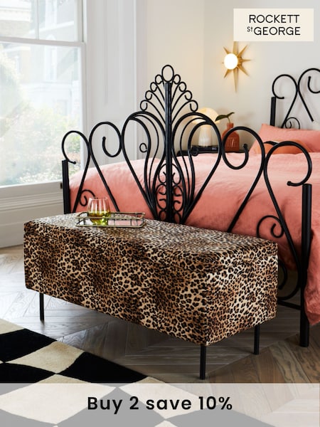 Rockett St George Leopard Love Velvet Loren Storage Ottoman Bench (K79069) | £250