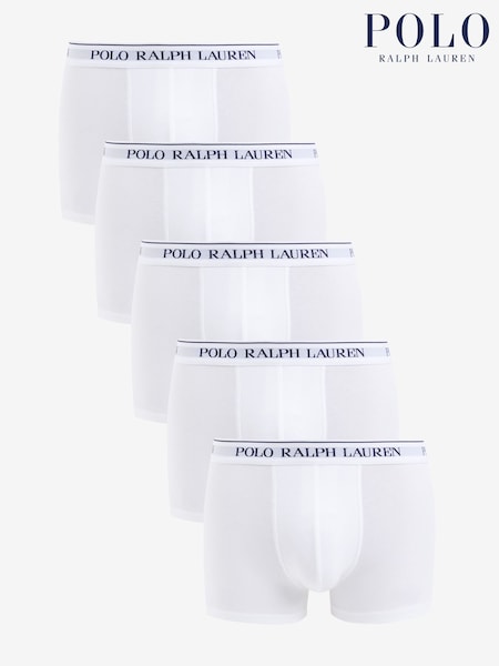 Polo Ralph Lauren White Classic Stretch Boxers 5 Pack (K79453) | £70