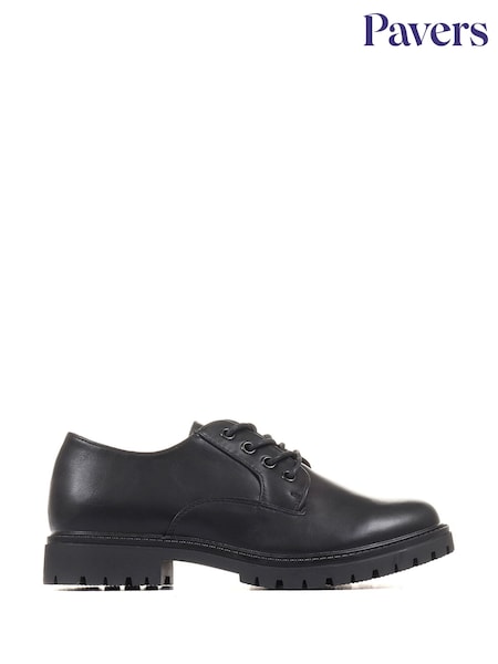 Pavers Dark Black Pavers Lightweight Lace-Up Black Shoes (K79666) | £35