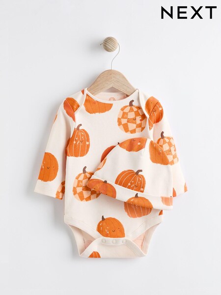 Pumpkin 100% Cotton Halloween Baby Bodysuit and Hat Set (K79904) | £4 - £4.50