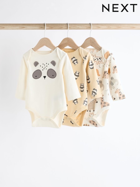 Orange/White Baby Long Sleeve Character Bodysuits 3 Pack (K79905) | £7.50 - £8.50