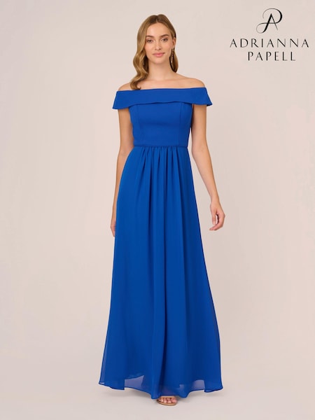 Adrianna Papell Blue Crepe Chiffon Gown (K79961) | £139
