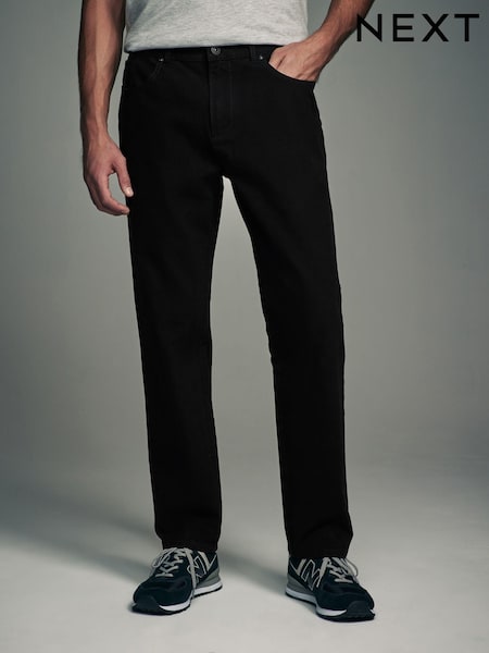 Black Straight Fit Textured Smart Chinos with Stretch (K80094) | £30