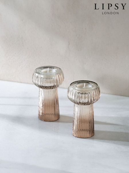 Lipsy Set of 2 Brown Tealight Candle Holders (K80150) | £18