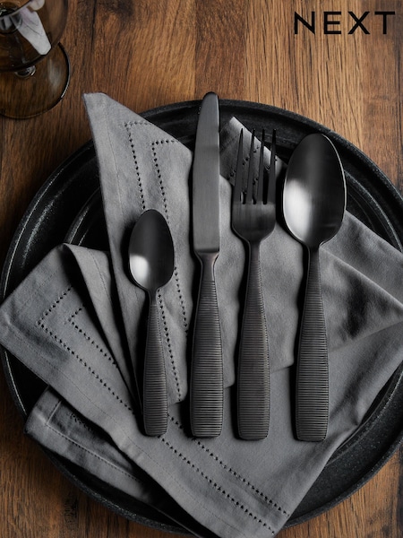 16 Piece Black Stamford Cutlery Set (K80479) | £38