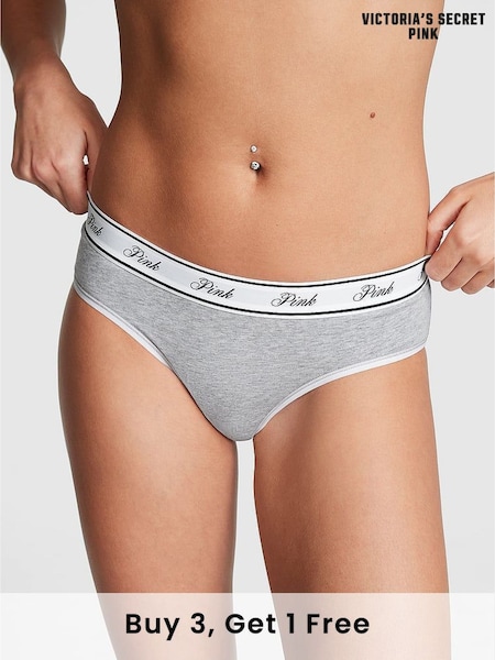 Victoria's Secret PINK Grey Heather Hipster Cotton Logo Knickers (K80587) | £9