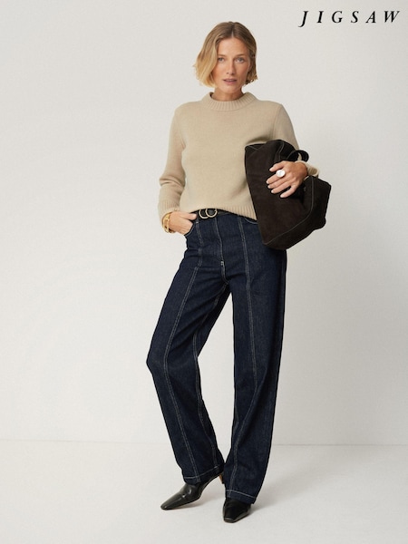 Jigsaw Cream Compact Wool Crew Jumper (K80900) | £99