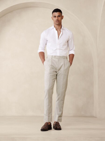 Banana Republic Cream Arroyo Cotton-Linen Suit Trousers (K81008) | £61