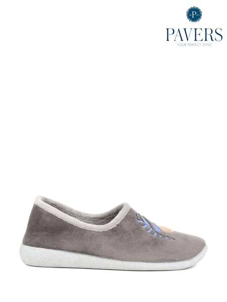 Pavers Grey Ladies Slippers (K81322) | £23