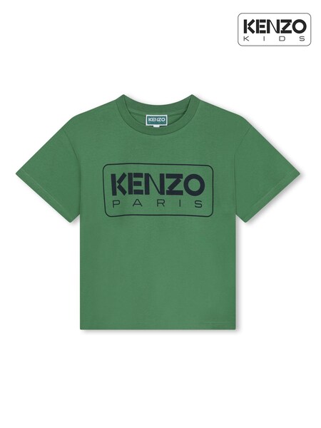 KENZO KIDS Green Paris Logo Short Sleeved T-Shirt (K81973) | £17 - £20