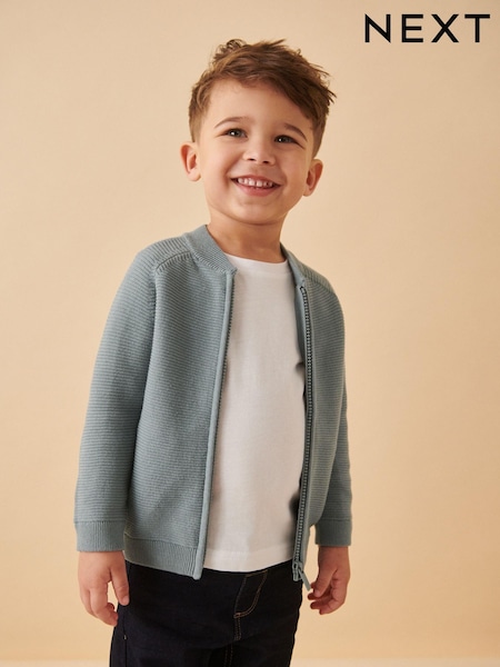 Blue 100% Cotton Zip Through Cardigan (3mths-7yrs) (K82044) | £12 - £14