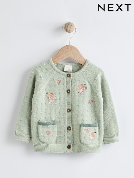 Sage Green Fairy Embroidered Fairy Cardigan (0mths-2yrs) (K82416) | £16 - £18