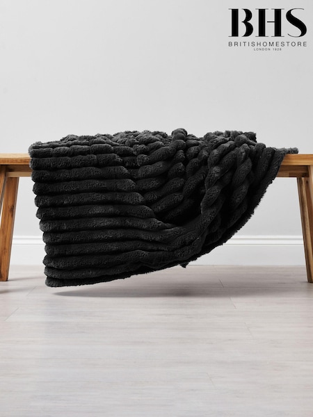 BHS Black Jumbo Cord Throw (K82493) | £45