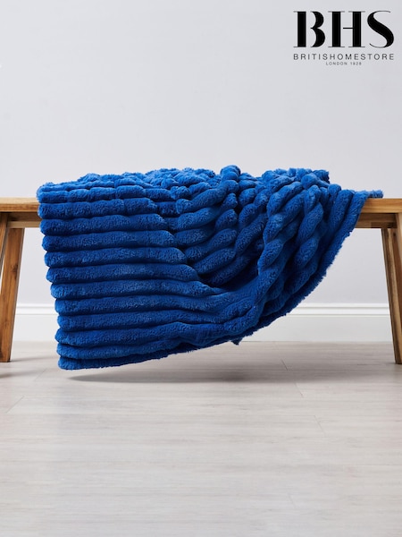 BHS Cobalt Blue Jumbo Cord Throw (K82541) | £45