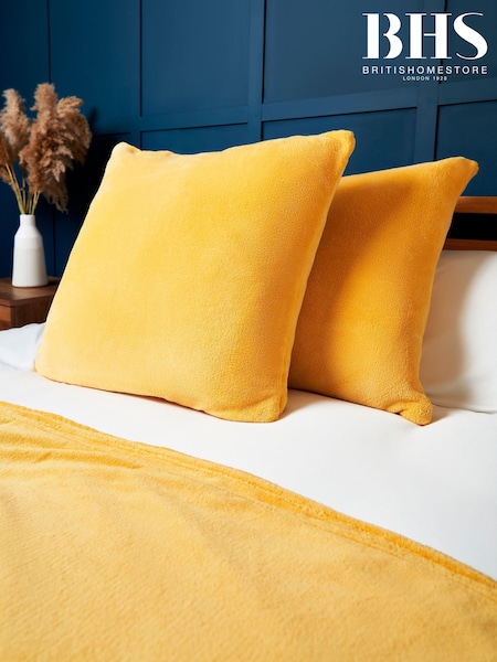 BHS Ochre Yellow Microfleece 59x59cm Cushion (K82579) | £30