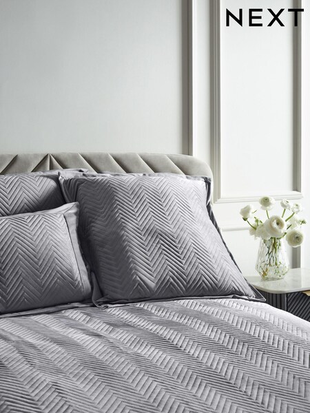 Charcoal Grey Madison Velvet Set of 2, Square Pillowcase (K82607) | £18