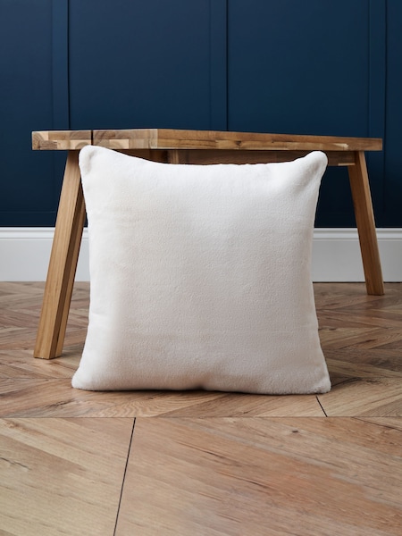 BHS Cream Plain Faux Fur Cushion (K82669) | £20