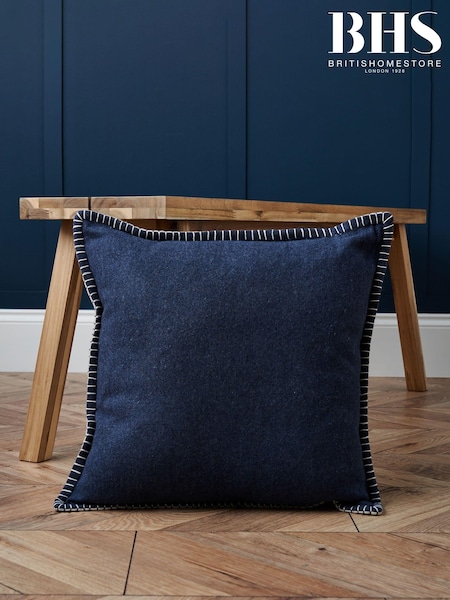 BHS Blue Felt Blanket Stitch Cushion (K82675) | £20