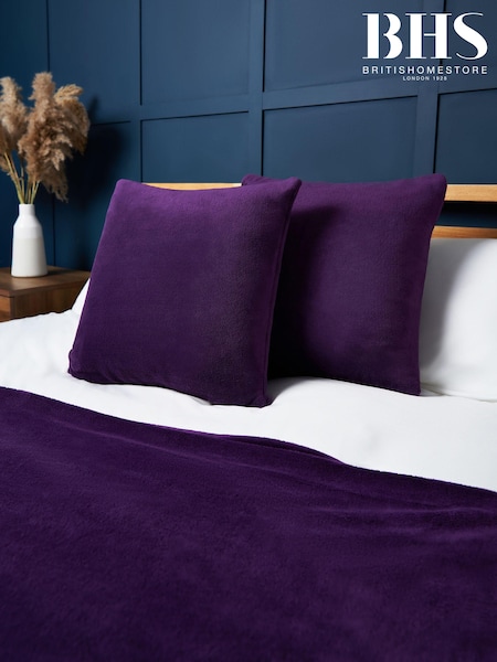 BHS Plum Purple Microfleece 45x45cm Cushion (K82678) | £24