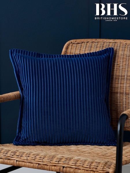 BHS Navy Blue Corduroy Cushion (K82681) | £17