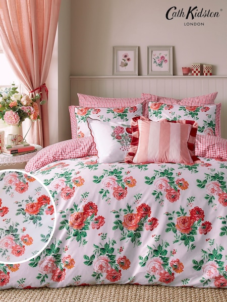 Cath Kidston Red Archive Rose 100% Cotton Duvet Cover and Pillowcase Set (K82697) | £50 - £85