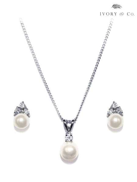 Ivory & Co Silver Classic Crystal And Pearl Set (K82809) | £45
