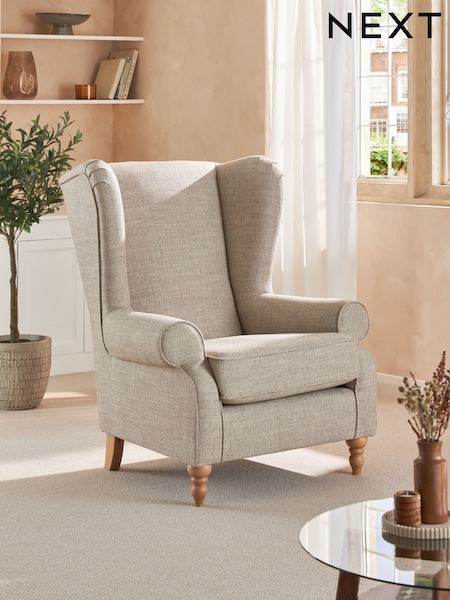 Chunky Weave Mid Natural Grande Sherlock Highback Armchair (K83192) | £699