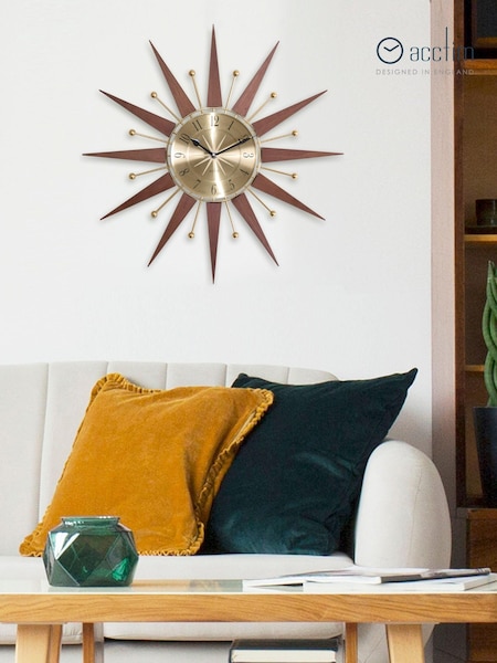 Acctim Clocks Brown Wolcott 49cm Wood and Metal Spoke Wall Clock (K83210) | £115