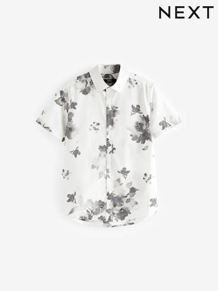 Black/White Short Sleeve Printed Shirt (3-16yrs) (K83503) | £12 - £17