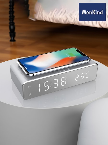MenKind Silver Mirror Wireless Charging Clock (K83888) | £25