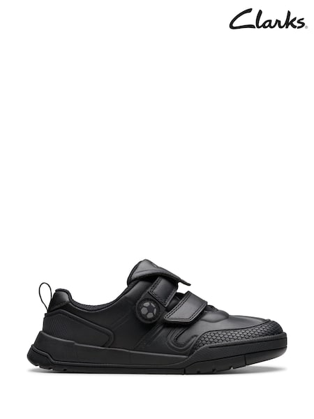Clarks Black Standard Fit (F) Leather Laser Track Shoes (K84204) | £48 - £50