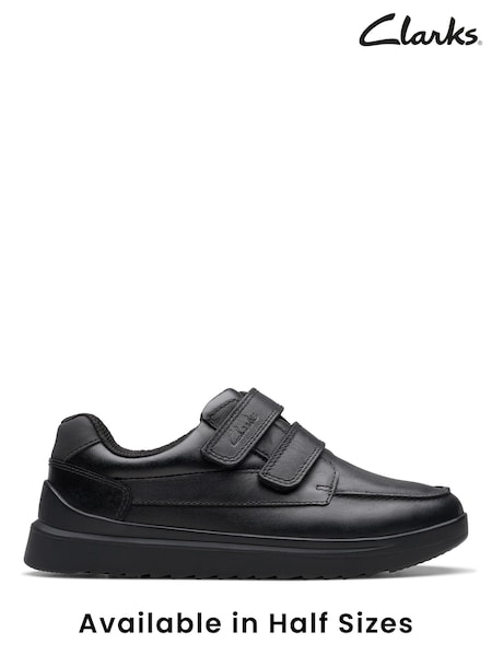 Clarks Black Wide Fit (G) Leather Keelan Flare Shoes (K84217) | £50 - £52