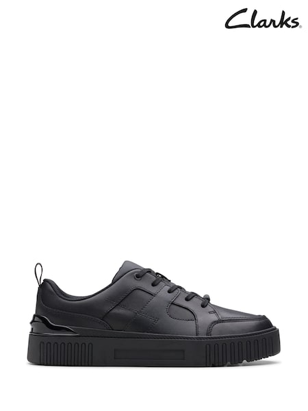 Clarks Black Standard Fit (F) Leather Oslo Flare School Shoes (K84260) | £52 - £54