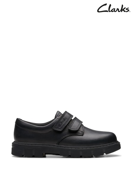 Clarks Black Wide Fit (G) Leather Lorcam Loop Shoes (K84265) | £50 - £52