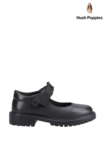 Black - Hush Puppies Astrid Bow Senior School Shoes