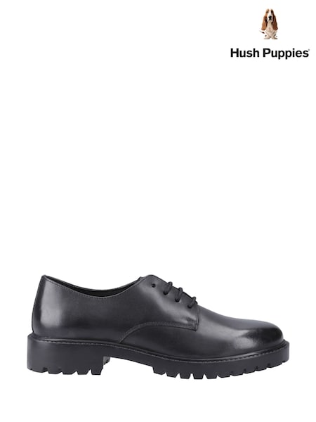 Black - Hush Puppies Aubrey Lace Up Senior School Shoes