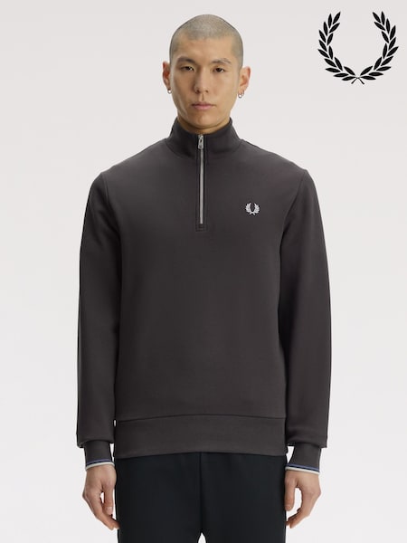 Grey - Regular Fred Perry Zip Sweatshirt