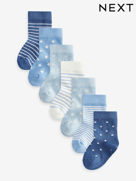 Blue/White 7 Pack Baby Socks (0mths-2yrs) (K84944) | £8