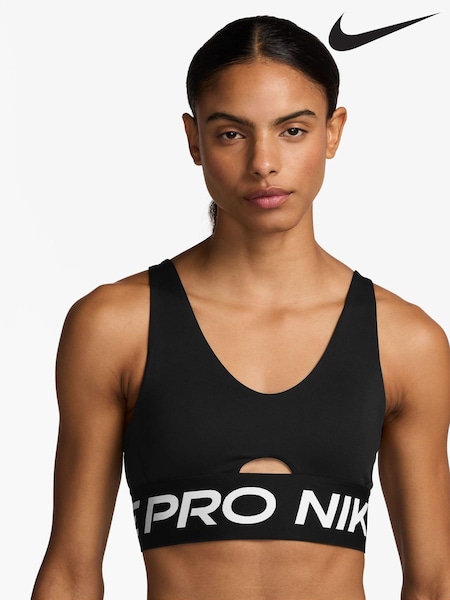 Nike Black Pro Indy Plunge Medium Support Padded Sports Bra (K85249) | £45
