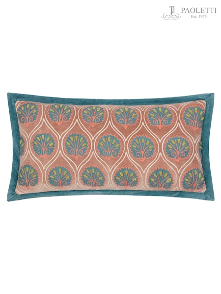 Riva Paoletti RoseFrench Blue Casa Embroidered Cotton Velvet Cushion (K85377) | £34