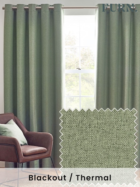 furn. Eucalyptus Dawn 100% Blackout Thermal Eyelet Curtains (K85541) | £45 - £110