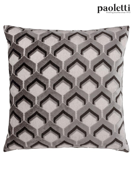 Riva Paoletti Grey/Black 45 x 45cm Ledbury Velvet Jacquard Cushion (K85561) | £20