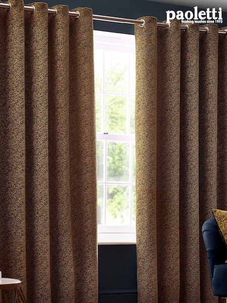 Riva Paoletti Gold Galaxy Chenille Eyelet Curtains (K85564) | £58 - £140
