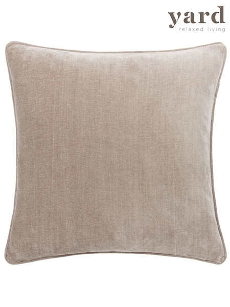 Yard Grey/Beige 50 x 50cm Heavy Chenille Velvet Piped Feather Filled Cushion (K85576) | £24