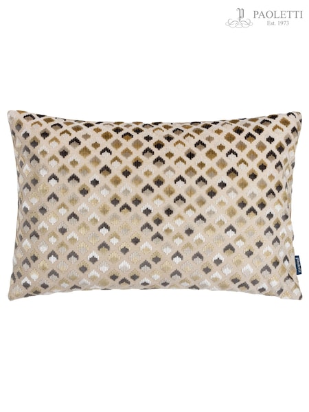 Paoletti Warm Taupe 40 x 60cm Lexington Diamond Velvet Jacquard Feather Filled Cushion (K85590) | £22