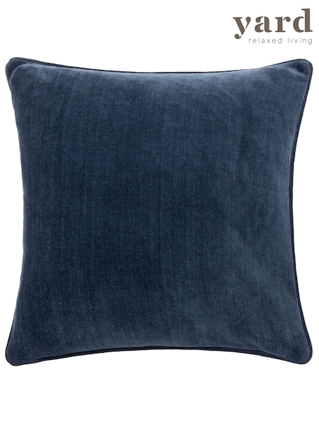 Yard Navy Blue 50 x 50cm Heavy Chenille Velvet Piped Feather Filled Cushion (K85592) | £24