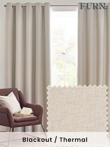 furn. Linen Dawn 100% Blackout Thermal Eyelet Curtains (K85608) | £45 - £110