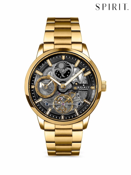 Gold - Regular Spirit Spirit Gents Gold Plated Sun Moon Automatic Bracelet Watch