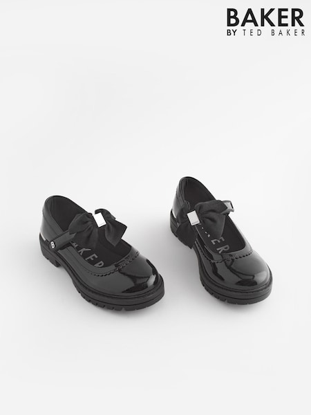 Baker by Ted Baker Girls Black School Chunky Mary Jane Shoes with Bow (K86480) | £52 - £54