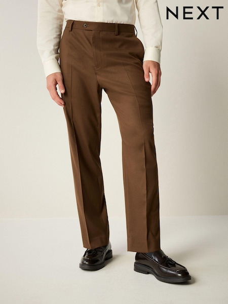 Brown Slim Fit Flannel Suit Trousers (K86565) | £45
